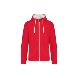 GILET CAPUCHE ROUGE-BLANC-1