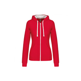 GILET CAPUCHE FEMME ROUGE-BLANC-1