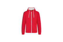 GILET CAPUCHE ROUGE-BLANC