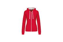 GILET CAPUCHE FEMME ROUGE-BLANC