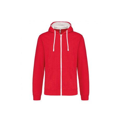 GILET CAPUCHE ROUGE-BLANC